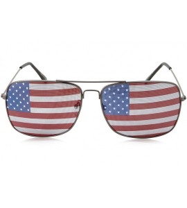 Aviator Rectangle Driving American Flag Metal Frame Sunglasses - Gun Metal - CA18KY9WD8A $19.25