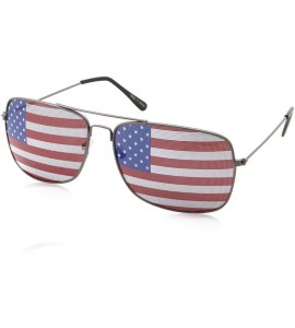 Aviator Rectangle Driving American Flag Metal Frame Sunglasses - Gun Metal - CA18KY9WD8A $19.25