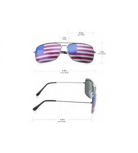 Aviator Rectangle Driving American Flag Metal Frame Sunglasses - Gun Metal - CA18KY9WD8A $19.25