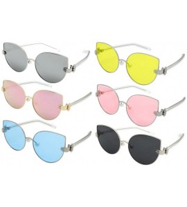 Oversized Vintage Style Cat Eye Sunnies with Flat Mirrored Lens 3137-FLRV - Silver - CQ182EUY2A4 $18.07