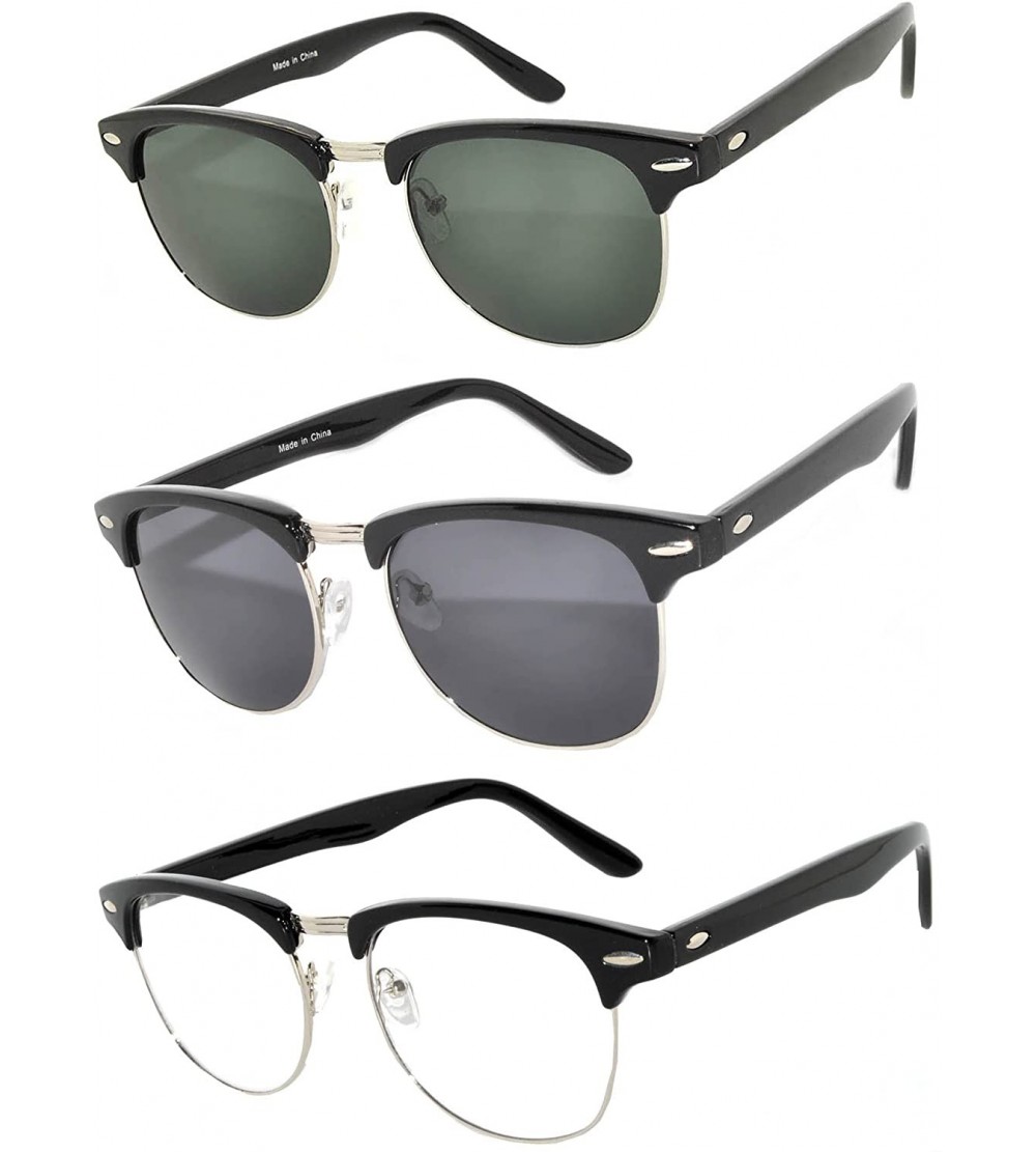 Rimless Half Frame Horned Rim Sunglasses Fashion UV Protection Brand - Half_frame_3p_mix_t - CN17WY4GIAH $27.11