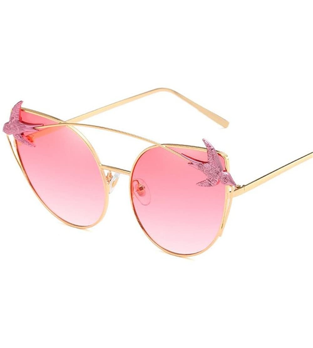 Butterfly Men Women Sunglasses Metal Polarized Cat Eye Swallow Glasses Eyewear - Pink - CL18D7W5CSN $28.13