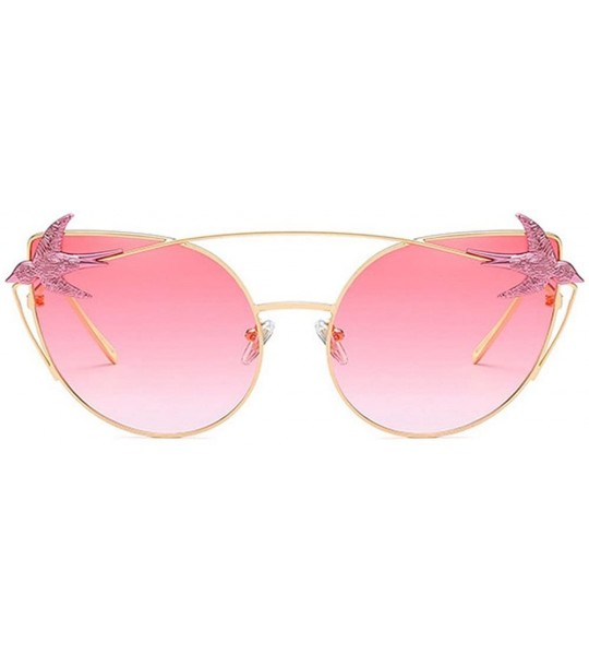 Butterfly Men Women Sunglasses Metal Polarized Cat Eye Swallow Glasses Eyewear - Pink - CL18D7W5CSN $28.13