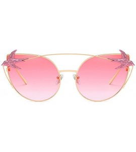 Butterfly Men Women Sunglasses Metal Polarized Cat Eye Swallow Glasses Eyewear - Pink - CL18D7W5CSN $28.13