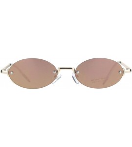 Oval Rimless Oval Shape Sunglasses Unisex Metal Frame Mirror Lens UV 400 - Gold (Peach Mirror) - CC18SXOC2UN $19.66