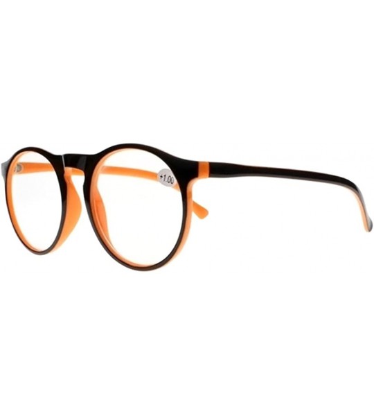 Round Woman Vintage Stylish Simple Oversized Oval Frame Reading Glasses - Orange - CF185DKY405 $17.43