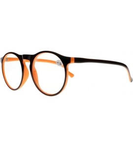 Round Woman Vintage Stylish Simple Oversized Oval Frame Reading Glasses - Orange - CF185DKY405 $17.43