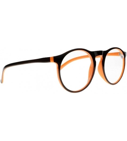 Round Woman Vintage Stylish Simple Oversized Oval Frame Reading Glasses - Orange - CF185DKY405 $17.43