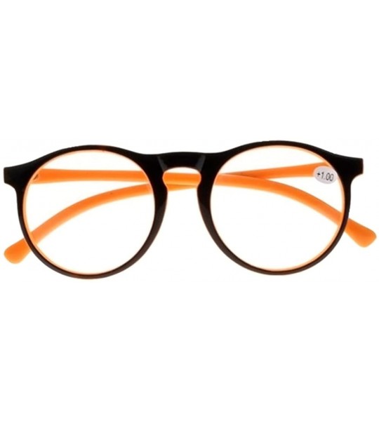 Round Woman Vintage Stylish Simple Oversized Oval Frame Reading Glasses - Orange - CF185DKY405 $17.43