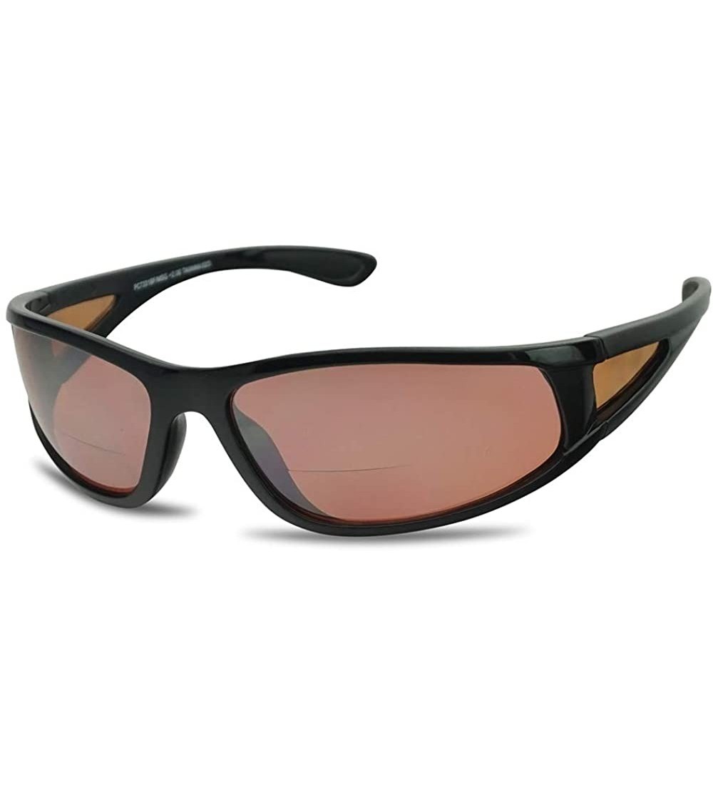Rimless Driving Bifocal Polycarbonate Reading Sunglasses - Shiny Black - Amber - CP1972AZDHY $29.84