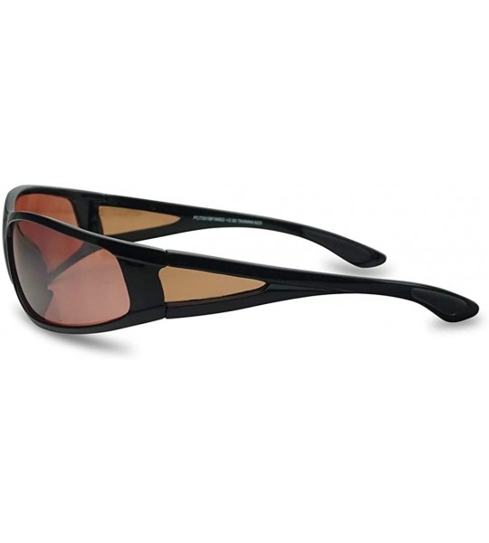 Rimless Driving Bifocal Polycarbonate Reading Sunglasses - Shiny Black - Amber - CP1972AZDHY $29.84