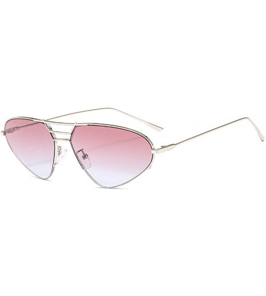 Oval Cat Sunglasses Women Fashion Purple Mirror Shades Gradient Metal Frame Men Sun Glasses with Box UV400 - CL19386TCIN $25.06