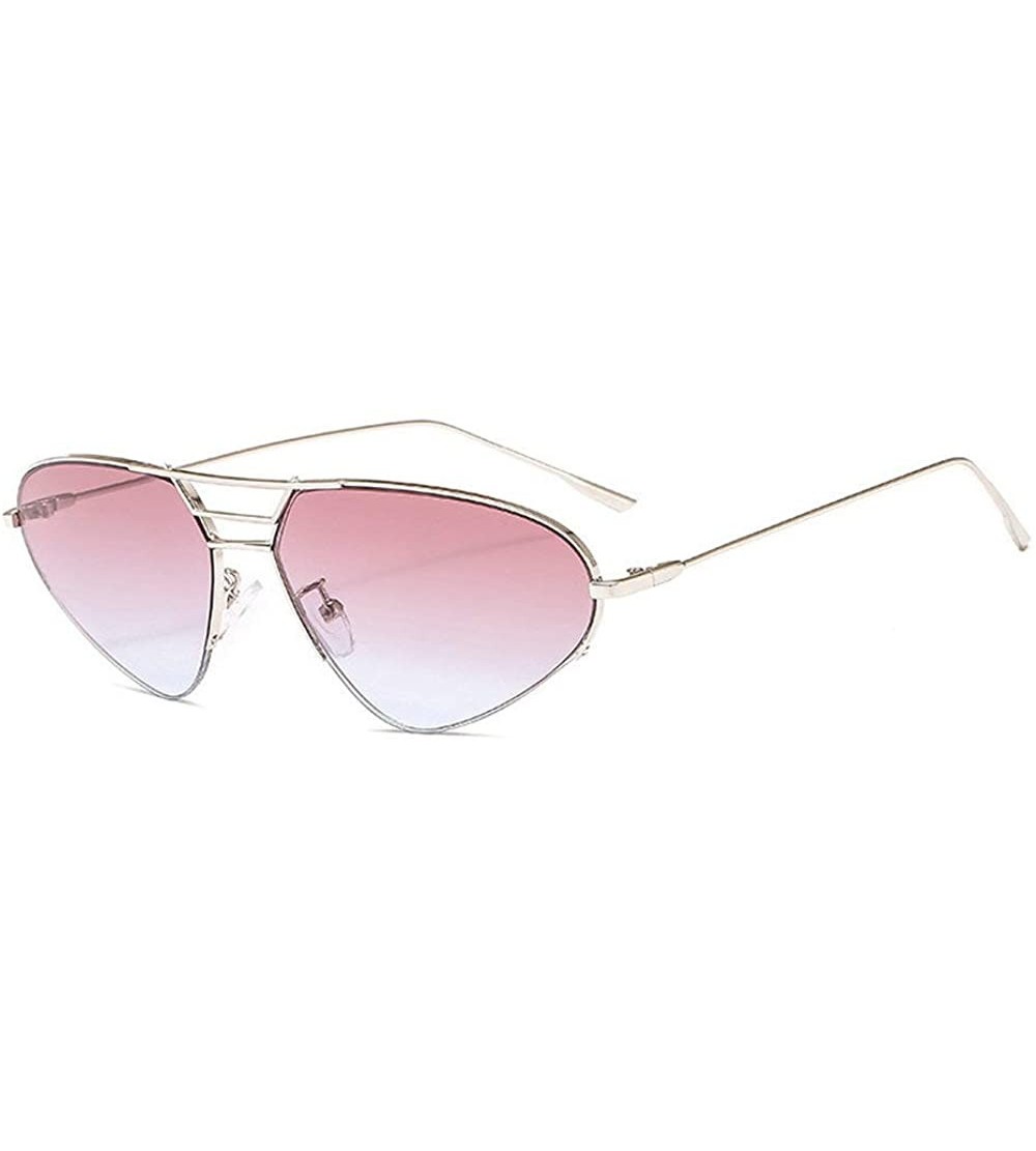 Oval Cat Sunglasses Women Fashion Purple Mirror Shades Gradient Metal Frame Men Sun Glasses with Box UV400 - CL19386TCIN $25.06