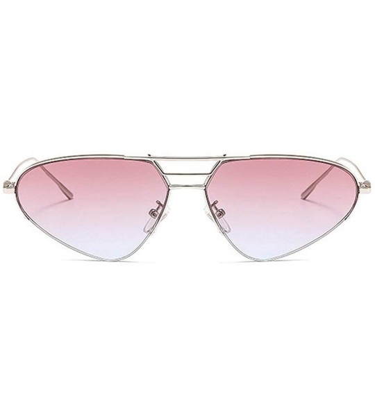 Oval Cat Sunglasses Women Fashion Purple Mirror Shades Gradient Metal Frame Men Sun Glasses with Box UV400 - CL19386TCIN $25.06