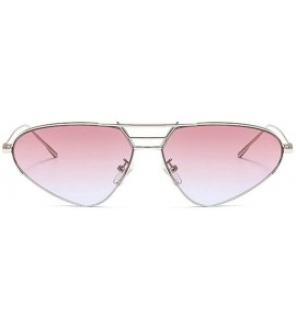 Oval Cat Sunglasses Women Fashion Purple Mirror Shades Gradient Metal Frame Men Sun Glasses with Box UV400 - CL19386TCIN $25.06