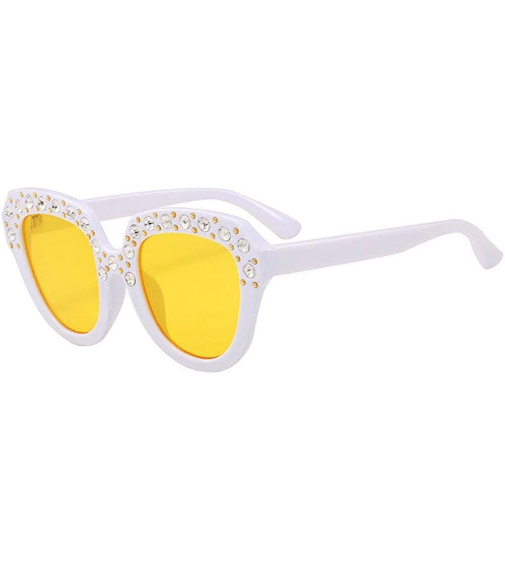 Oversized Rhinestone Sunglasses Oversized Celebrity Sparkling - Yellow - CN18QEDKM7W $20.20