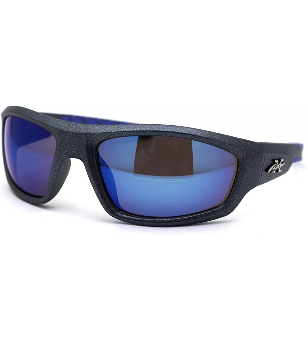 Sport Metallic Plastic Classic 90s Warp Mirror Lens Sunglasses - Grey Blue Blue Mirror - C3197E5CUYE $23.42