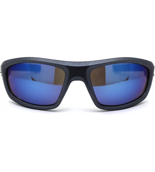 Sport Metallic Plastic Classic 90s Warp Mirror Lens Sunglasses - Grey Blue Blue Mirror - C3197E5CUYE $23.42