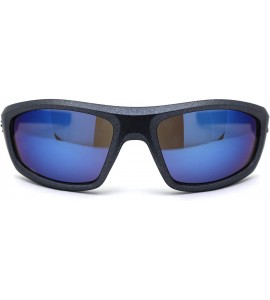 Sport Metallic Plastic Classic 90s Warp Mirror Lens Sunglasses - Grey Blue Blue Mirror - C3197E5CUYE $23.42