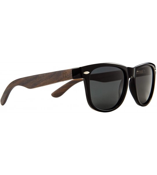 Wayfarer Men Polarized Wood Sunglasses HD UV400 Driving Fishing Golf Sunglasses B2448 - Ebony-grey - CB18K3X2ZMW $42.58