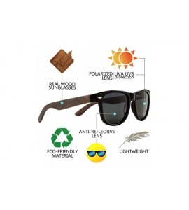 Wayfarer Men Polarized Wood Sunglasses HD UV400 Driving Fishing Golf Sunglasses B2448 - Ebony-grey - CB18K3X2ZMW $42.58