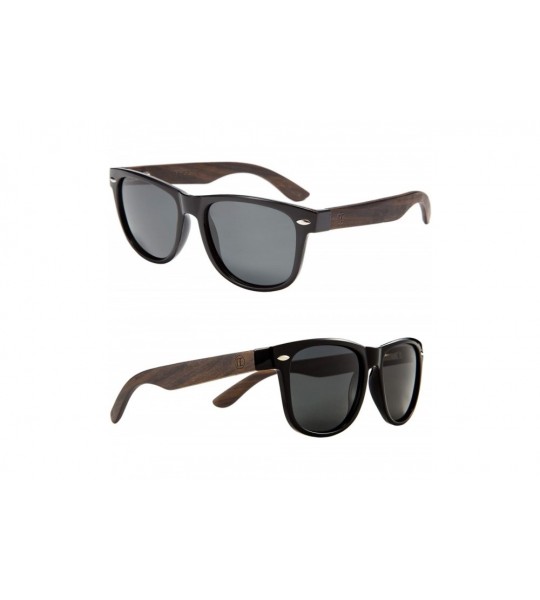 Wayfarer Men Polarized Wood Sunglasses HD UV400 Driving Fishing Golf Sunglasses B2448 - Ebony-grey - CB18K3X2ZMW $42.58