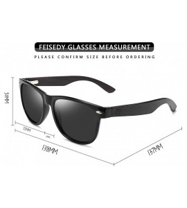 Wayfarer Men Polarized Wood Sunglasses HD UV400 Driving Fishing Golf Sunglasses B2448 - Ebony-grey - CB18K3X2ZMW $42.58