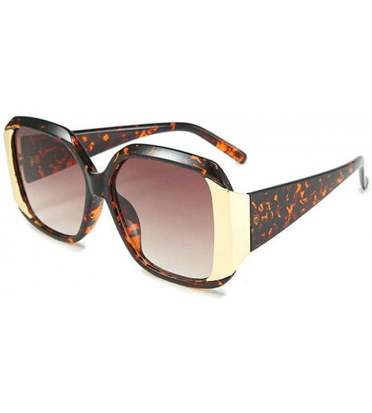 Square Fashion oversized Square Frame Glasses Brand Designer Retro Big Frame Women Sunglasses - Leopard - C318WEL2YC9 $20.57