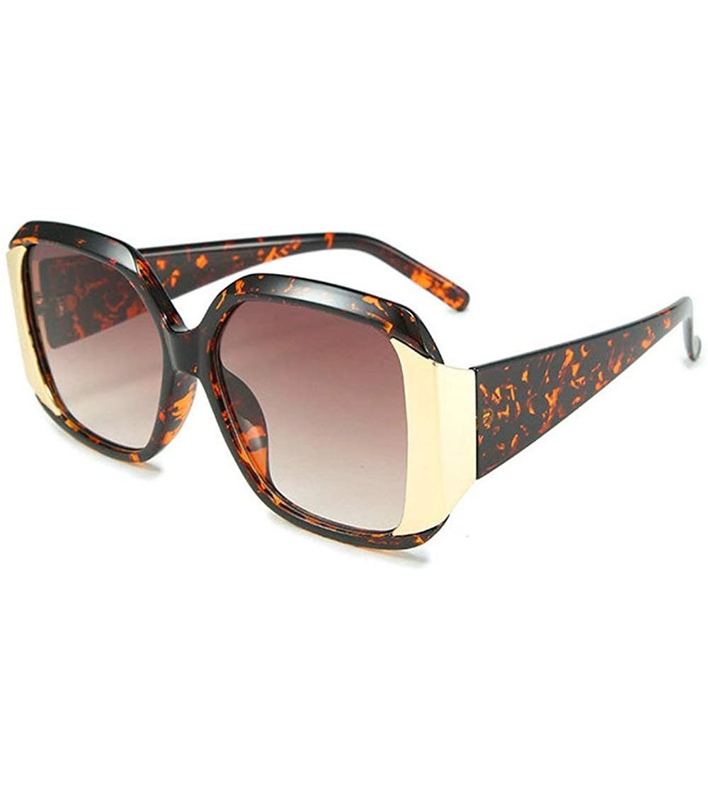 Square Fashion oversized Square Frame Glasses Brand Designer Retro Big Frame Women Sunglasses - Leopard - C318WEL2YC9 $20.57