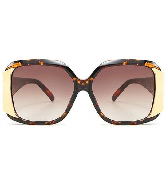 Square Fashion oversized Square Frame Glasses Brand Designer Retro Big Frame Women Sunglasses - Leopard - C318WEL2YC9 $20.57