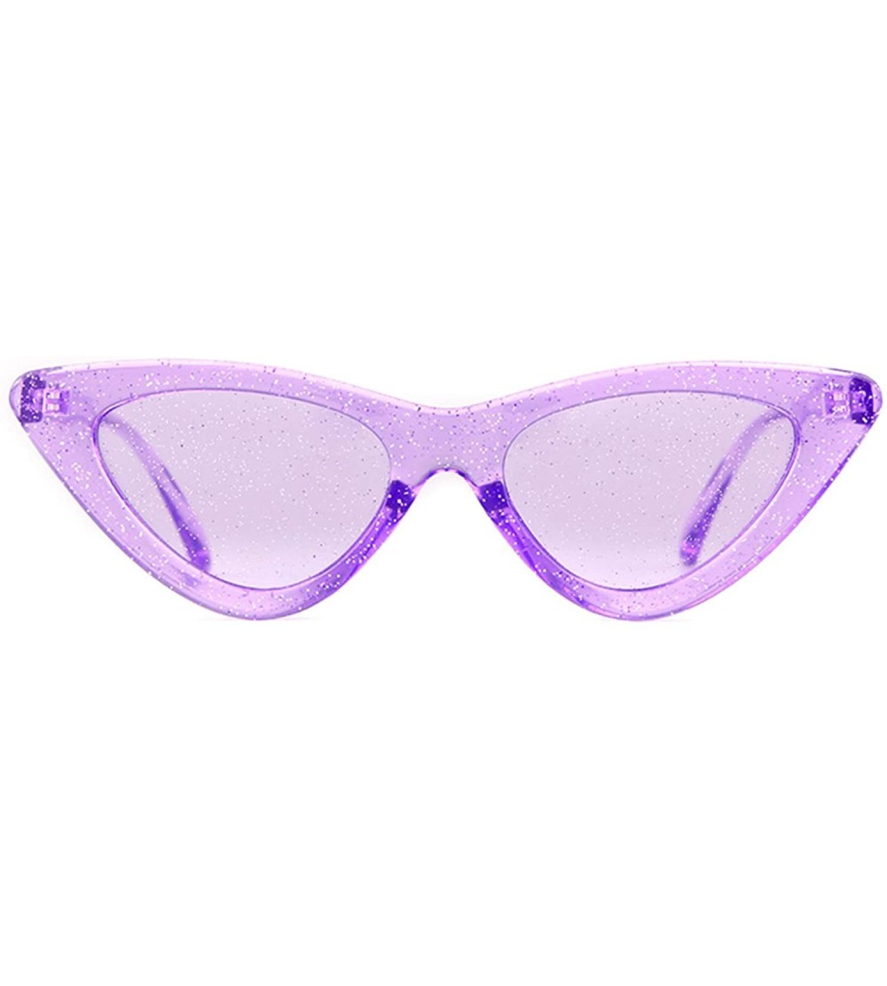 Cat Eye Retro Vintage Cateye Sunglasses for Women Clout Goggles Plastic Frame Glasses - Clear Purple Glitter - C118XTA5GTM $2...