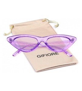 Cat Eye Retro Vintage Cateye Sunglasses for Women Clout Goggles Plastic Frame Glasses - Clear Purple Glitter - C118XTA5GTM $2...