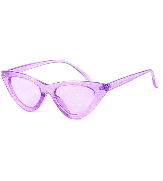 Cat Eye Retro Vintage Cateye Sunglasses for Women Clout Goggles Plastic Frame Glasses - Clear Purple Glitter - C118XTA5GTM $2...