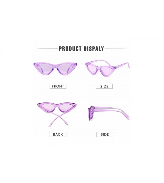 Cat Eye Retro Vintage Cateye Sunglasses for Women Clout Goggles Plastic Frame Glasses - Clear Purple Glitter - C118XTA5GTM $2...