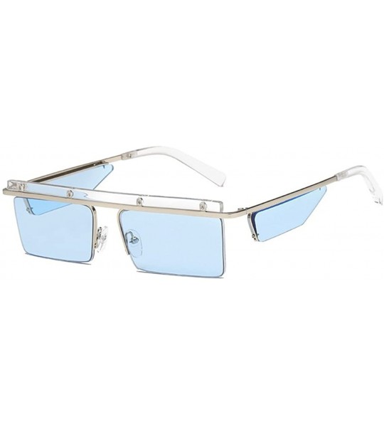 Square Personalized Unisex Sunglasses Frameless Square Ocean Sunglasses - Blue Color - CE18DUG4DI2 $59.36