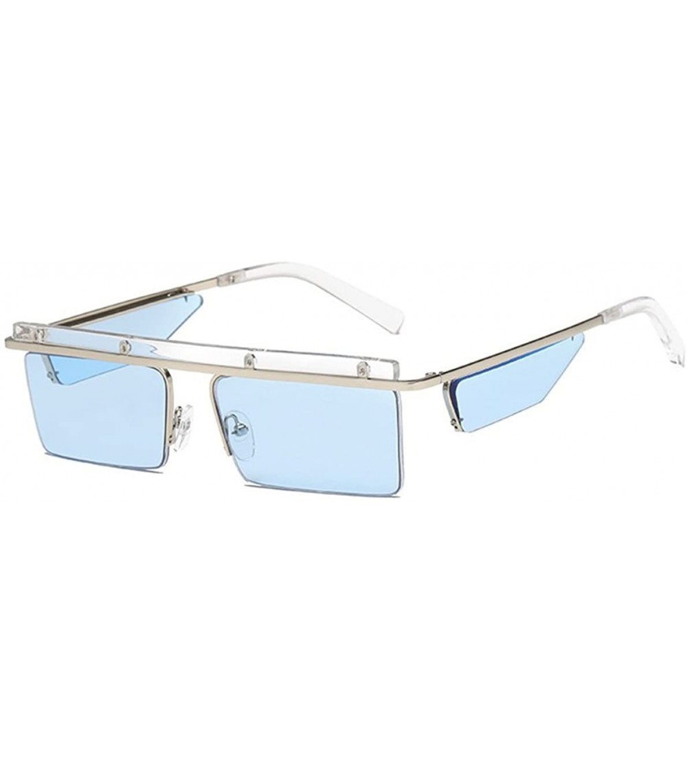 Square Personalized Unisex Sunglasses Frameless Square Ocean Sunglasses - Blue Color - CE18DUG4DI2 $59.36