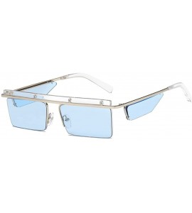 Square Personalized Unisex Sunglasses Frameless Square Ocean Sunglasses - Blue Color - CE18DUG4DI2 $59.36