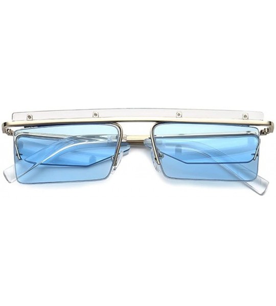 Square Personalized Unisex Sunglasses Frameless Square Ocean Sunglasses - Blue Color - CE18DUG4DI2 $59.36