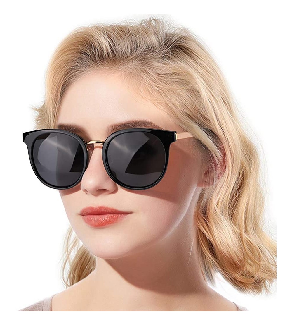 Oversized Polarized Mirrored Sunglasses for Women Oversized Round Frame UV400 Protection Lens - CW18RLS7M9S $24.80