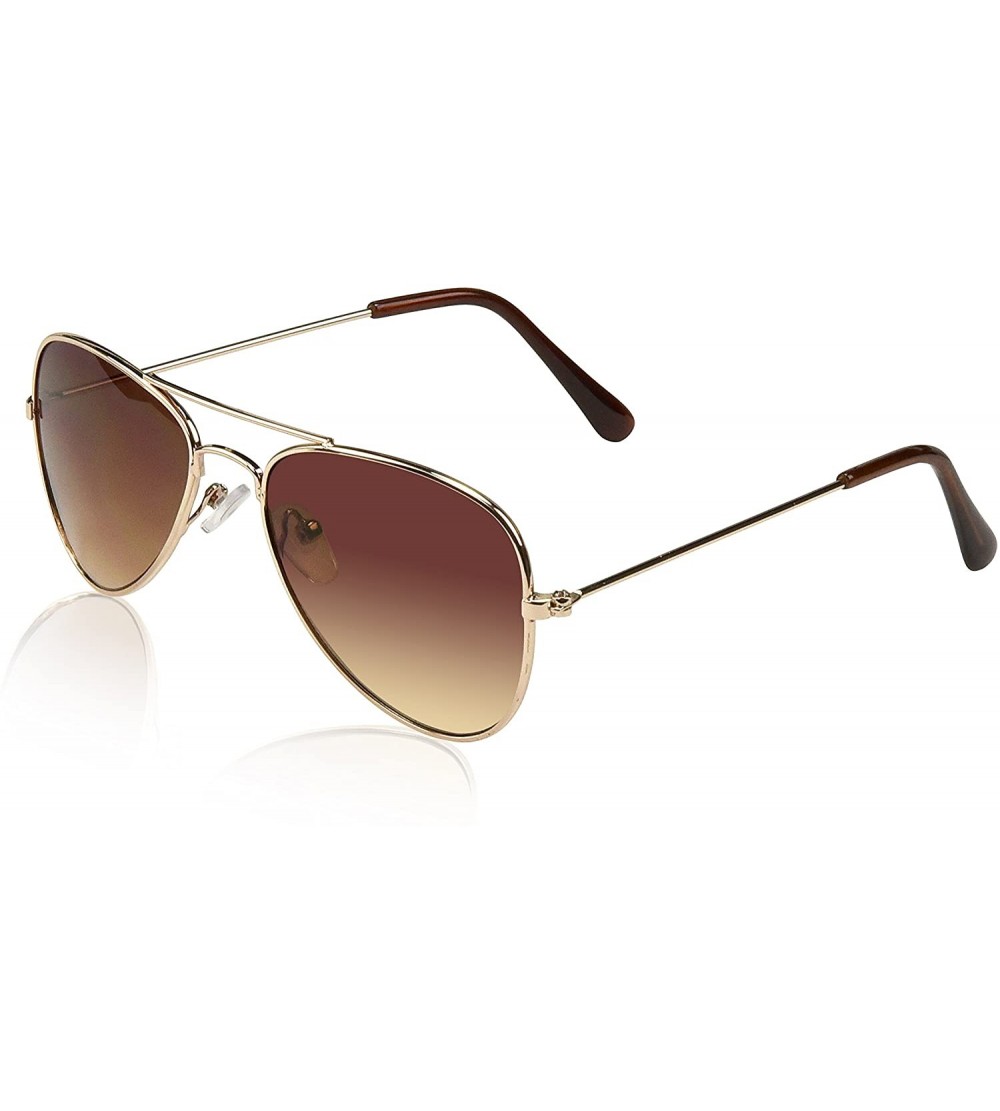 Sport Aviator Kids Sunglasses For Boys And Girls Glasses UV 400 Protection - 1 Brown Gradient Lens - C118D47WGQ6 $17.53