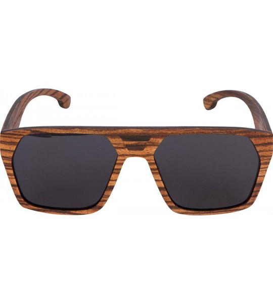 Aviator Full Wood Sunglasses Zebra Wood Aviator Style - C319486K7HH $79.65