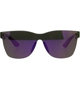 Shield Mens Geeky Hipster Shield Nerd Mirrored Plastic Horn Rim Sunglasses - Purple - CF18DD069WY $22.90