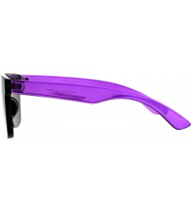 Shield Mens Geeky Hipster Shield Nerd Mirrored Plastic Horn Rim Sunglasses - Purple - CF18DD069WY $22.90