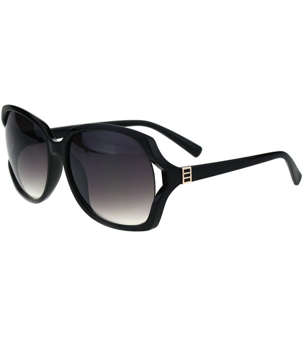 Rectangular Womens Fancy Stylish Rectangular Exposed Side Butterfly Sunglasses - Black Smoke - CM18GLY8AZN $18.65