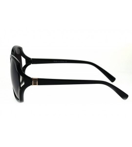 Rectangular Womens Fancy Stylish Rectangular Exposed Side Butterfly Sunglasses - Black Smoke - CM18GLY8AZN $18.65