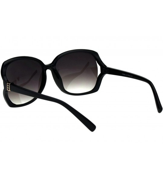 Rectangular Womens Fancy Stylish Rectangular Exposed Side Butterfly Sunglasses - Black Smoke - CM18GLY8AZN $18.65