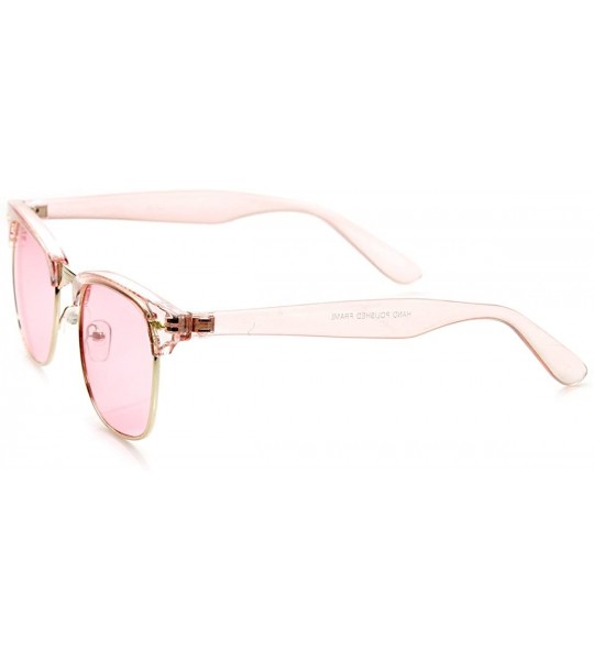 Rimless Colorful Half Frame Semi-Rimless Horn Rimmed Color Tint Sunglasses - Pink Pink - CL11R4Q8DXV $20.14