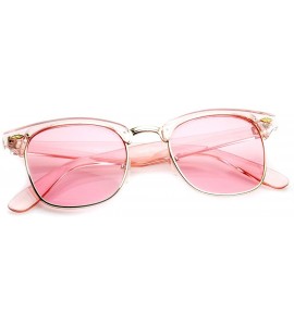 Rimless Colorful Half Frame Semi-Rimless Horn Rimmed Color Tint Sunglasses - Pink Pink - CL11R4Q8DXV $20.14