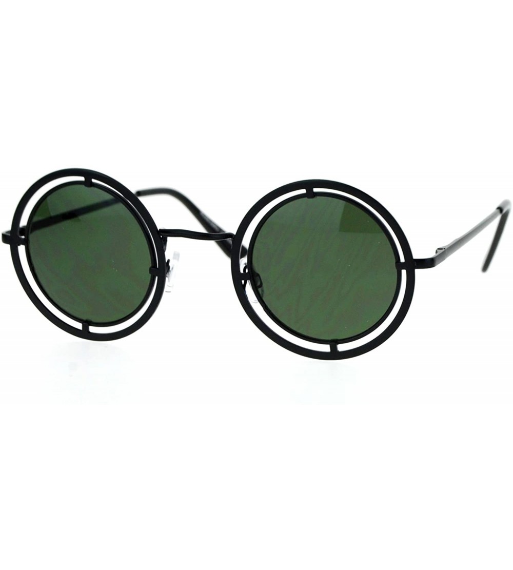 Round Unisex Fashion Sunglasses Target Aim Round Circle Metal Frame UV 400 - Black (Green) - CX1875XRQYM $18.86