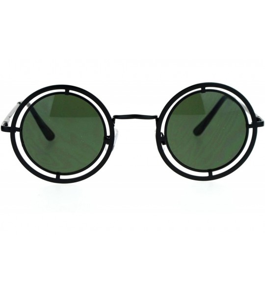 Round Unisex Fashion Sunglasses Target Aim Round Circle Metal Frame UV 400 - Black (Green) - CX1875XRQYM $18.86